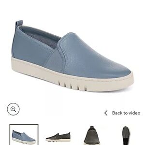 Vionic Leather Vio Motion Cambria Slip On Sneakers Vintage Blue Hz